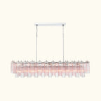 Addis Luxury Linear Chandelier 65 inch in Nickel with Clear+Green glass alternate view 2