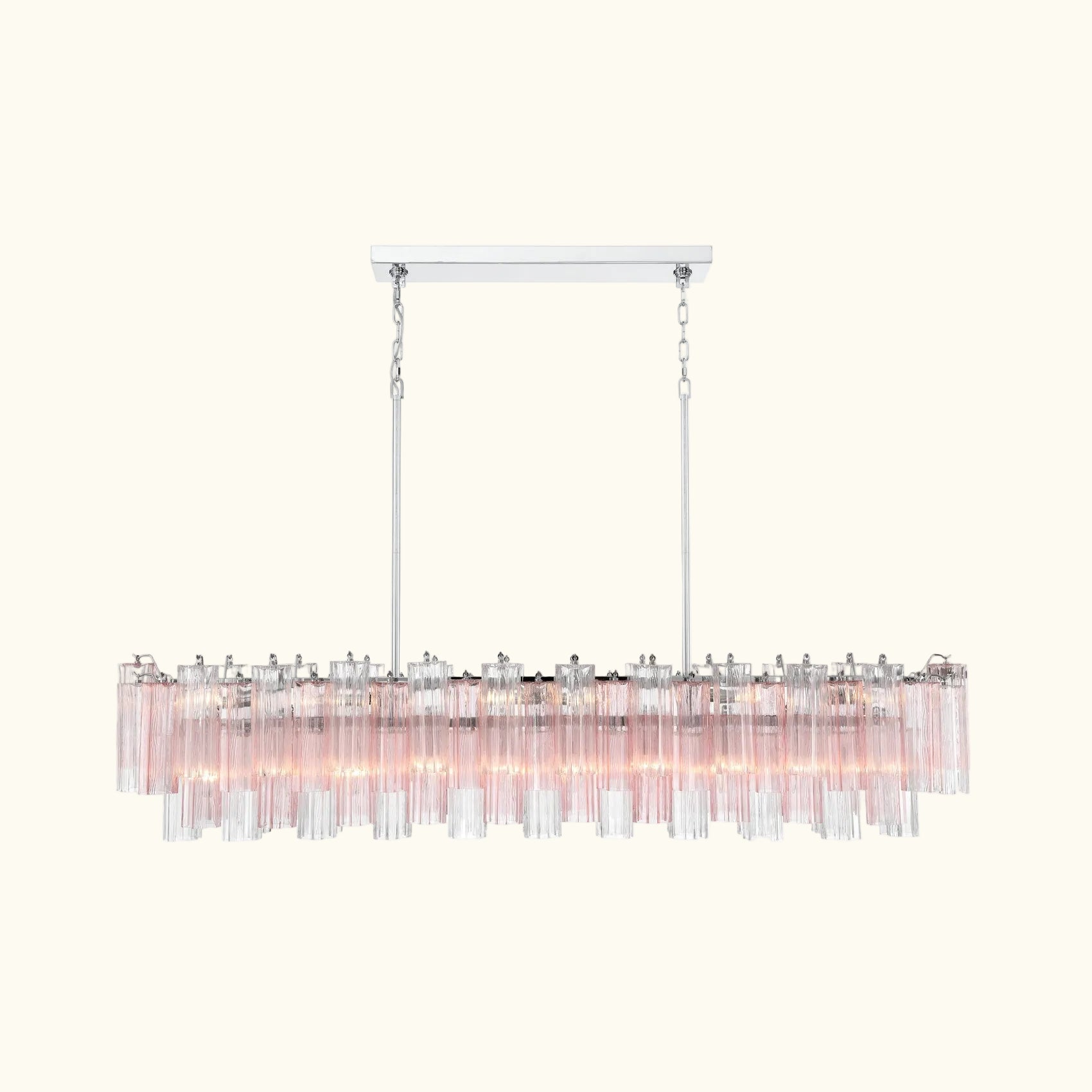 Addis Luxury Linear Chandelier 65 inch in Nickel with Clear+Green glass alternate view 2