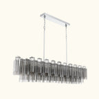 Addis Luxury Linear Chandelier 65 inch in Nickel with Grey glass alternate view 1