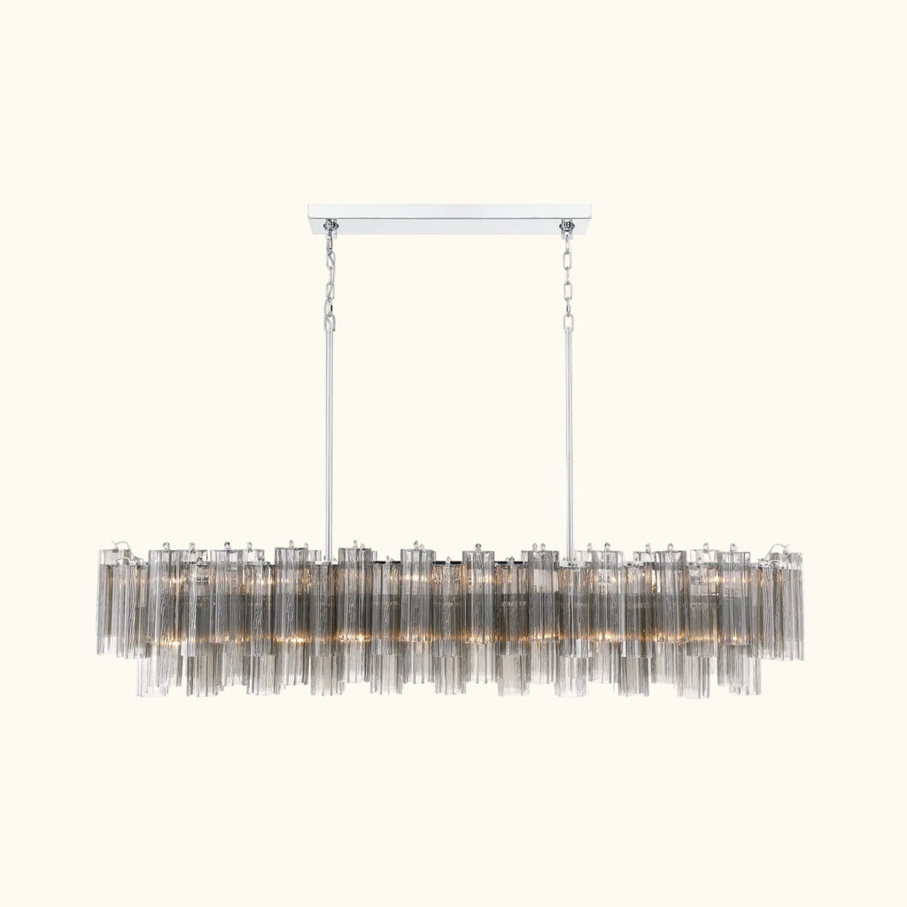 Addis Luxury Linear Chandelier 65 inch in Nickel with Grey glass alternate view 2