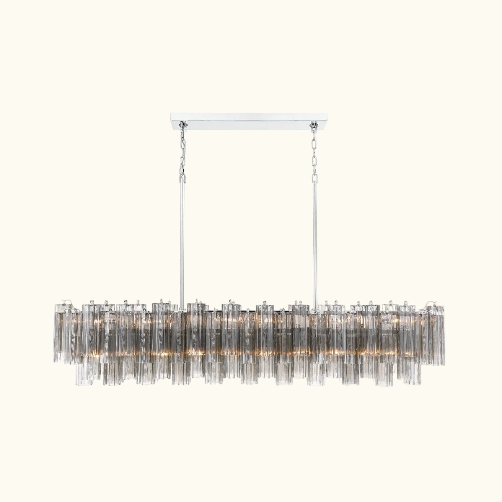 Addis Luxury Linear Chandelier 65 inch in Nickel with Grey glass alternate view 2