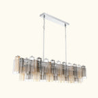 Addis Luxury Linear Chandelier 65 inch in Nickel with Grey, Clear and Amber glass alternate view 1