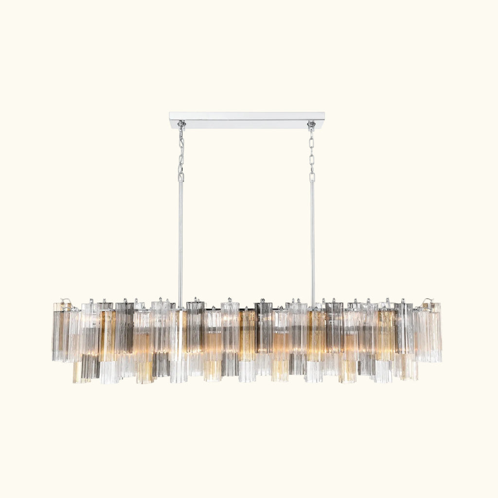 Addis Luxury Linear Chandelier 65 inch in Nickel with Grey, Clear and Amber glass alternate view 2
