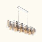Addis Luxury Linear Chandelier 65 inch in Nickel with Grey, Clear and Amber glass alternate view 3