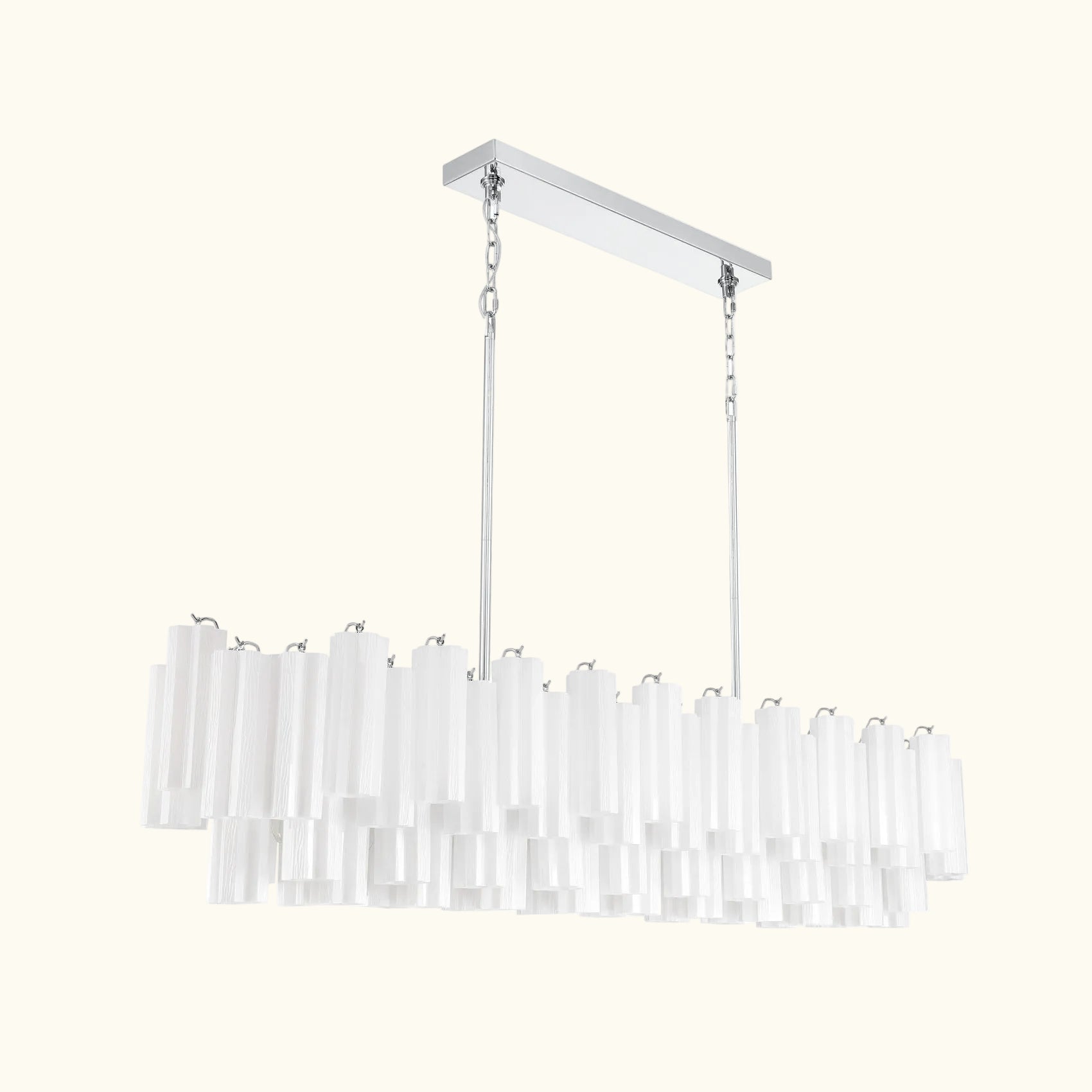 Addis Luxury Linear Chandelier 65 inch in Nickel with White glass alternate view 1