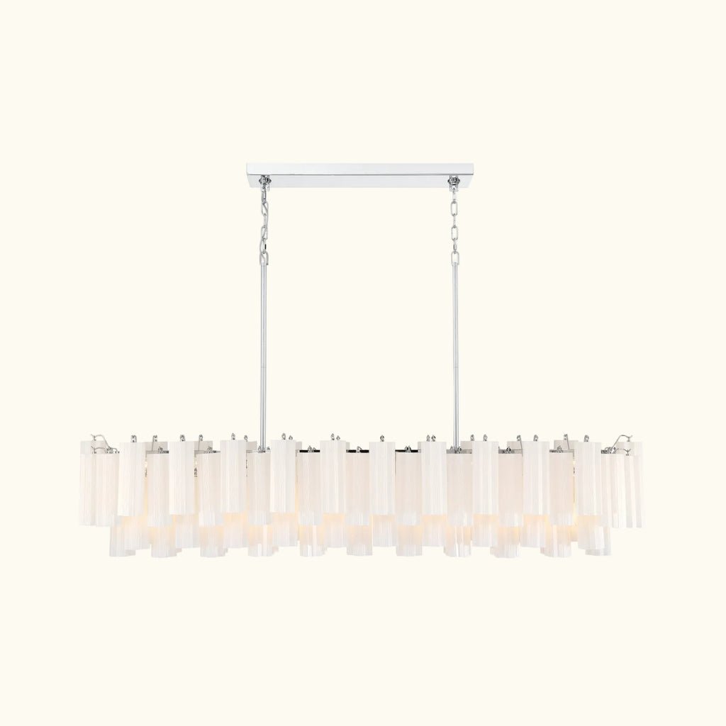 Addis Luxury Linear Chandelier 65 inch in Nickel with White glass alternate view 2