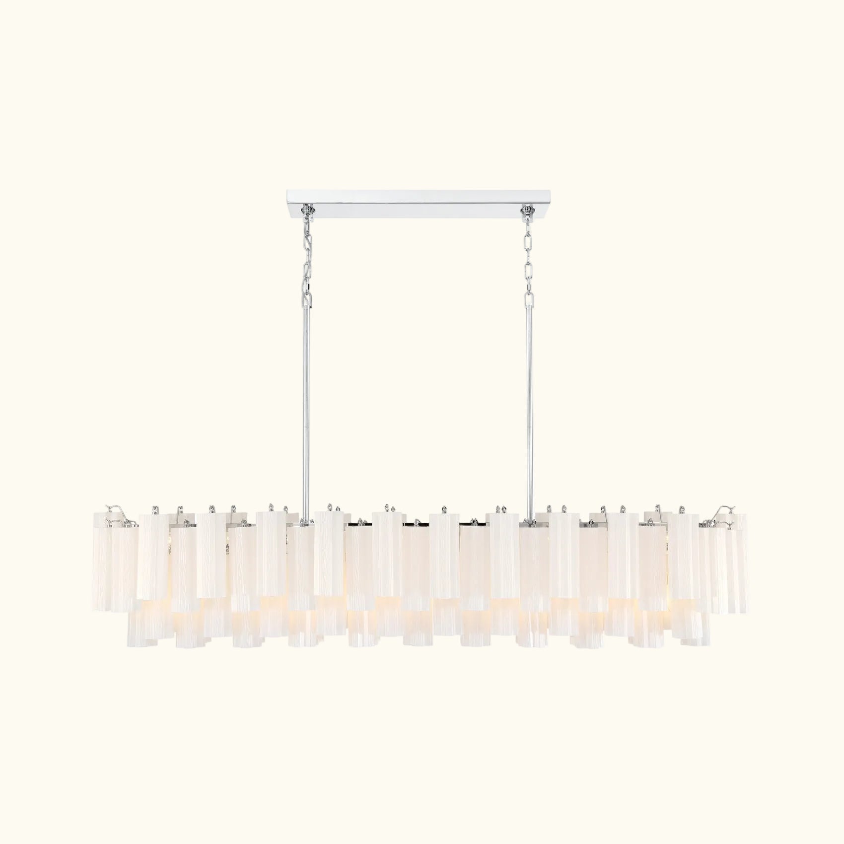 Addis Luxury Linear Chandelier 65 inch in Nickel with White glass alternate view 2