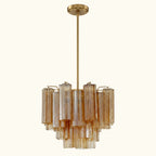 Addis Murano Glass Chandelier 17.8 inch in Brass with Amber glass alternate view 1