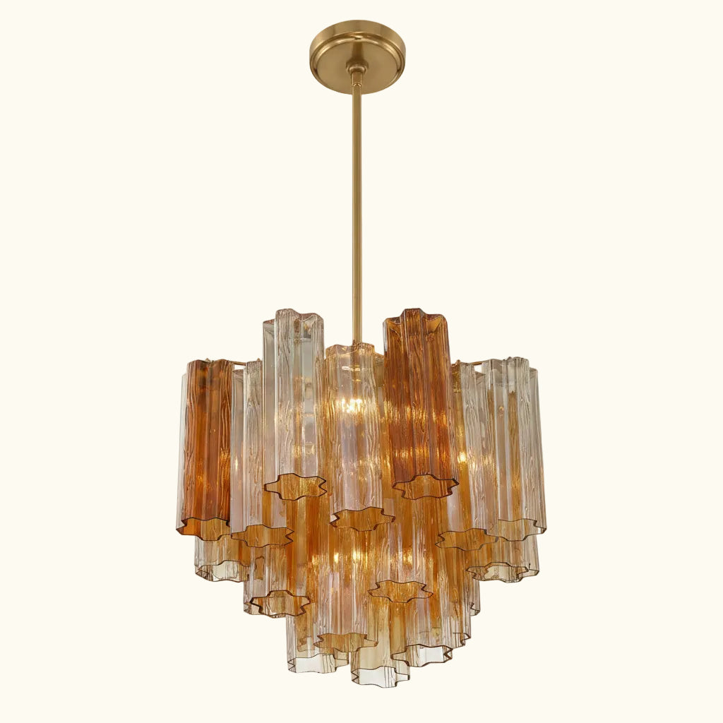 Addis Murano Glass Chandelier 17.8 inch in Brass with Amber glass alternate view 3