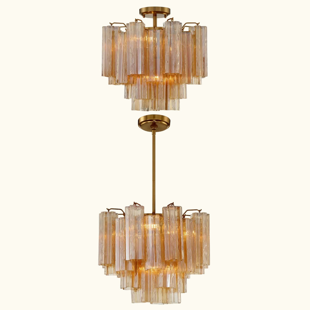 Addis Murano Glass Chandelier 17.8 inch in Brass with Amber glass alternate view 4