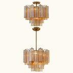 Addis Murano Glass Chandelier 17.8 inch in Brass with Amber glass alternate view 4