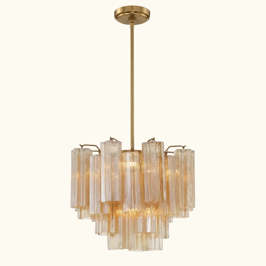 Addis Murano Glass Chandelier 17.8 inch in Brass with Amber glass