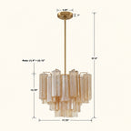 Addis Murano Glass Chandelier 17.8 inch in Brass with Amber glass specification image