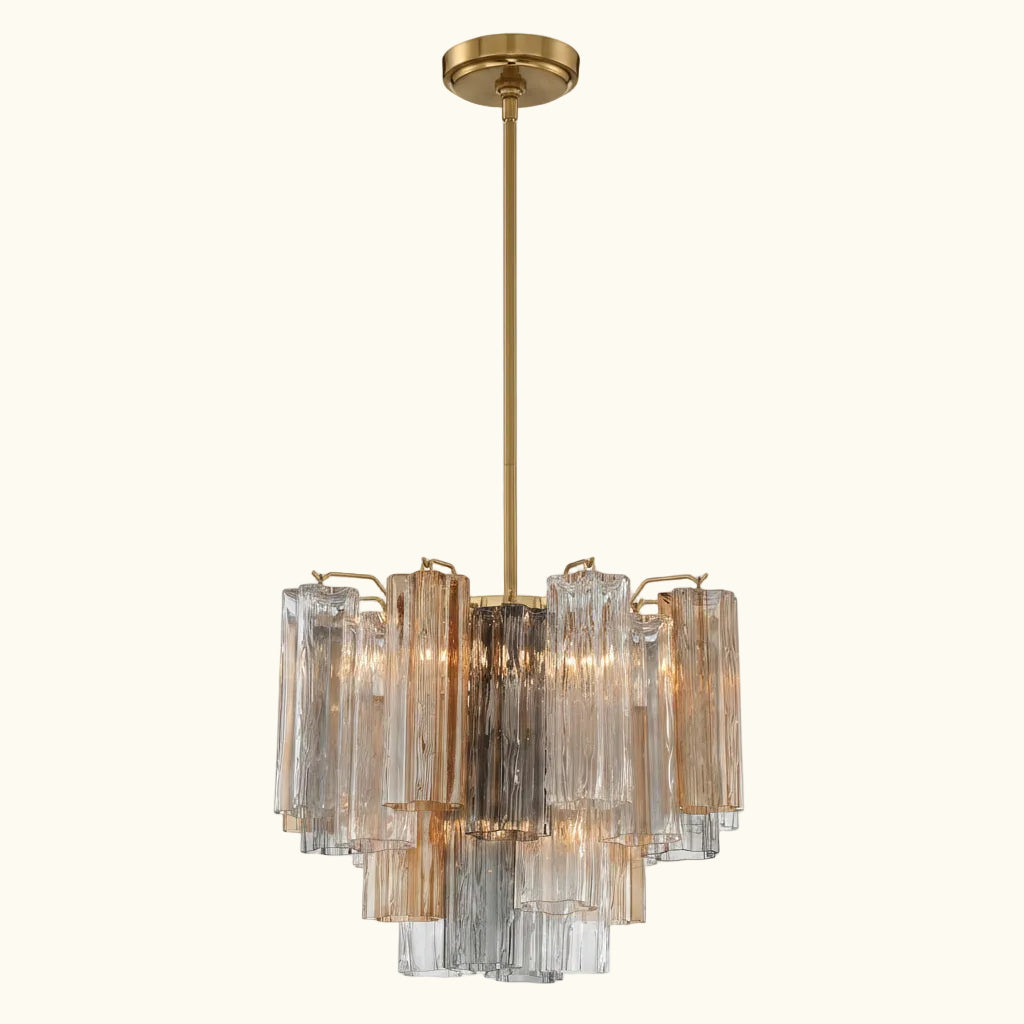 Addis Murano Glass Chandelier 17.8 inch in Brass with Autumn glass alternate view 1