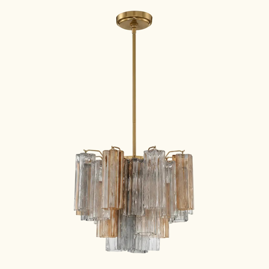 Addis Murano Glass Chandelier 17.8 inch in Brass with Autumn glass