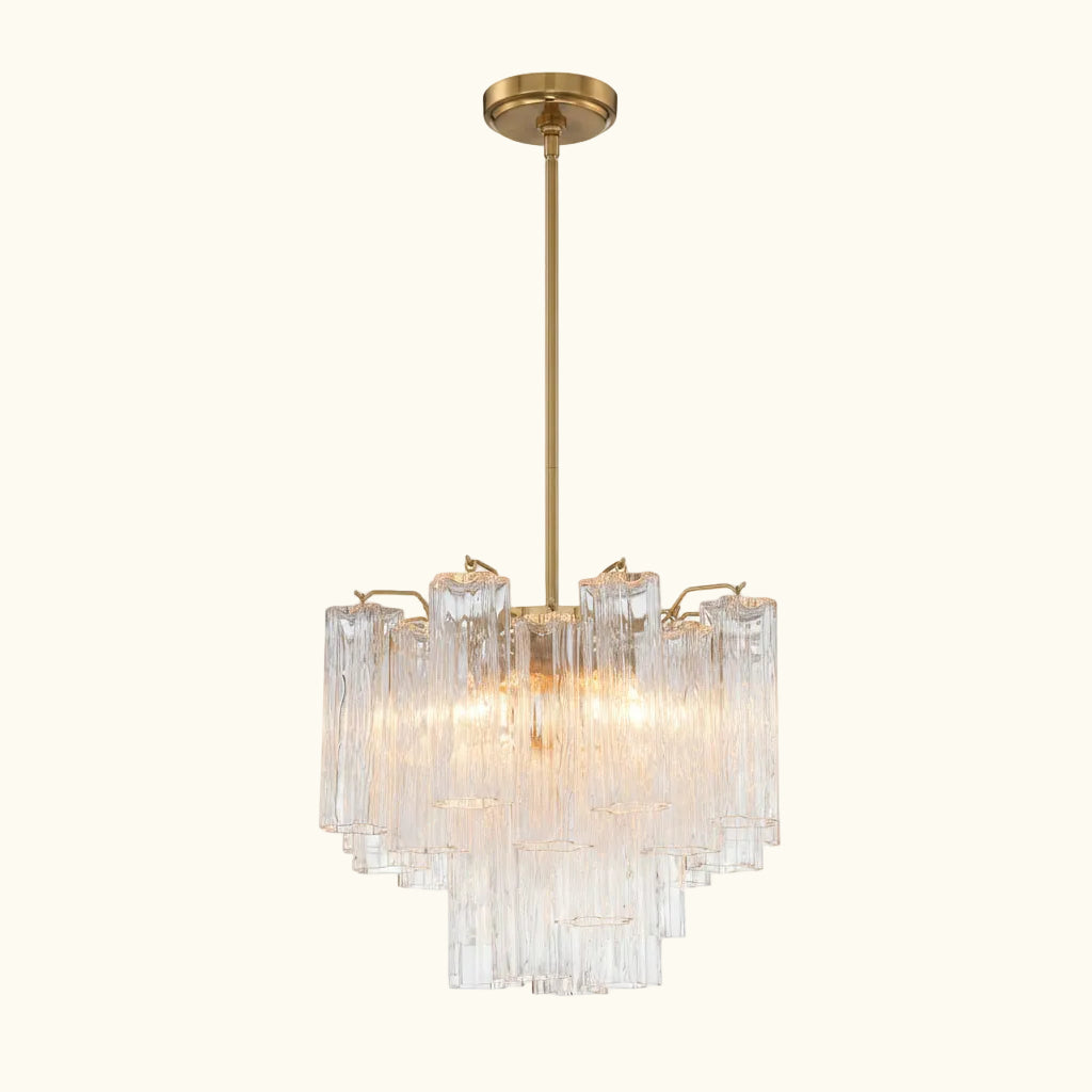 Addis Murano Glass Chandelier 17.8 inch in Brass with Clear glass