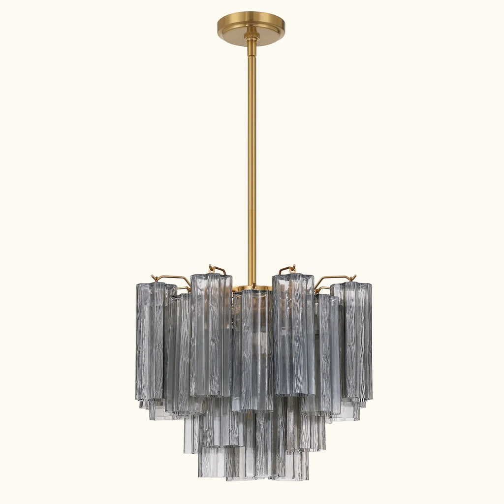 Addis Murano Glass Chandelier 17.8 inch in Brass with Smoke glass alternate view 1
