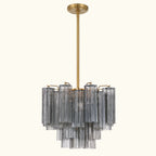 Addis Murano Glass Chandelier 17.8 inch in Brass with Smoke glass alternate view 1