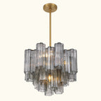 Addis Murano Glass Chandelier 17.8 inch in Brass with Smoke glass alternate view 3