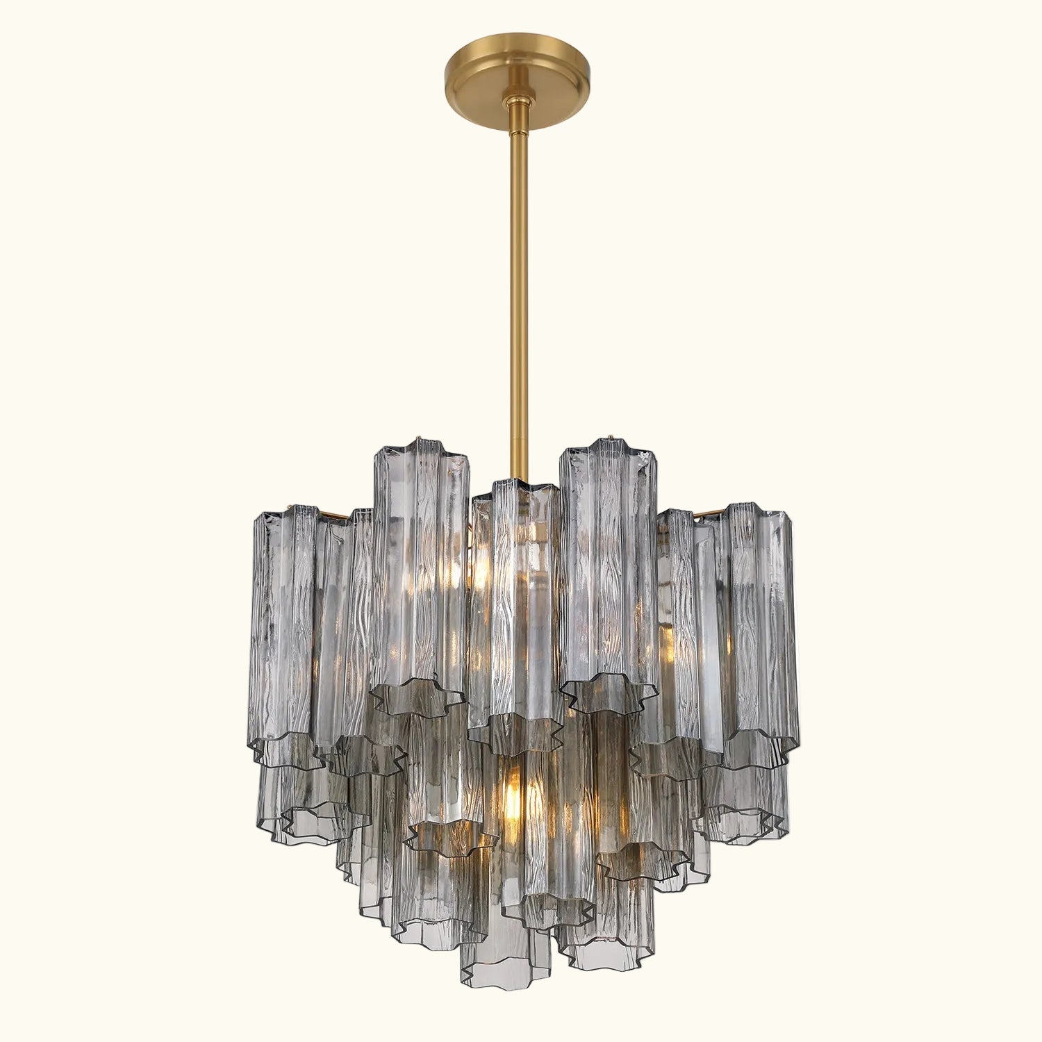 Addis Murano Glass Chandelier 17.8 inch in Brass with Smoke glass alternate view 3