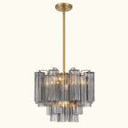 Addis Murano Glass Chandelier 17.8 inch in Brass with Smoke glass