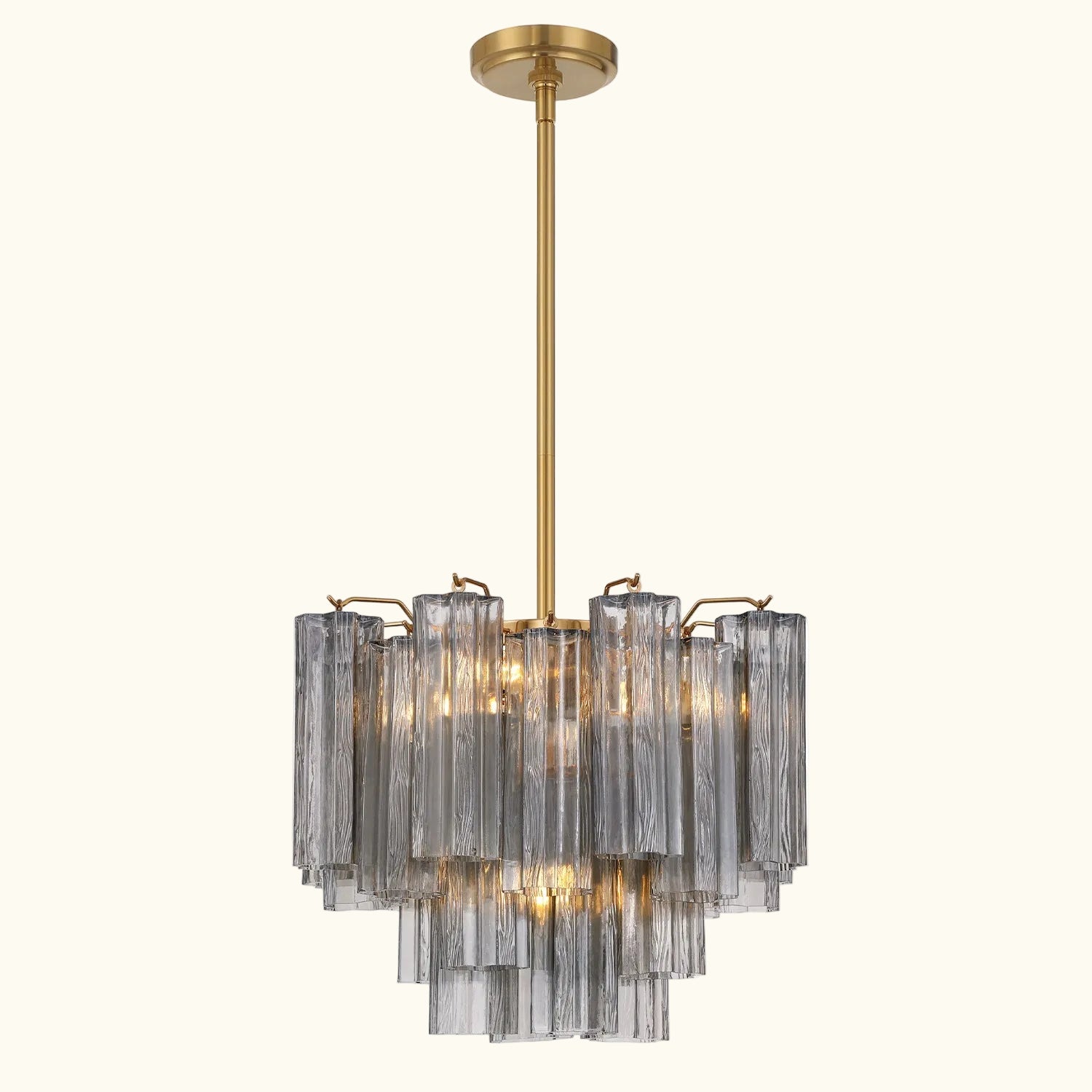 Addis Murano Glass Chandelier 17.8 inch in Brass with Smoke glass
