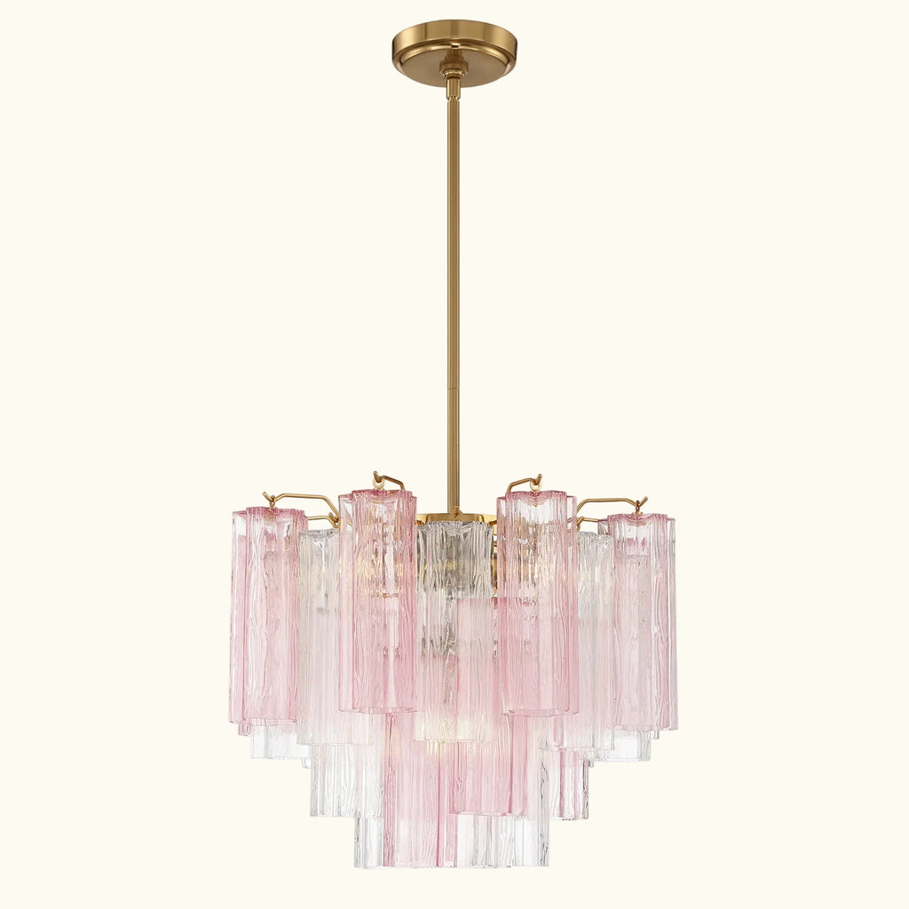 Addis Murano Glass Chandelier 17.8 inch in Brass with Spring glass