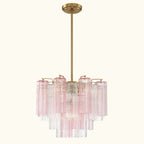 Addis Murano Glass Chandelier 17.8 inch in Brass with Spring glass