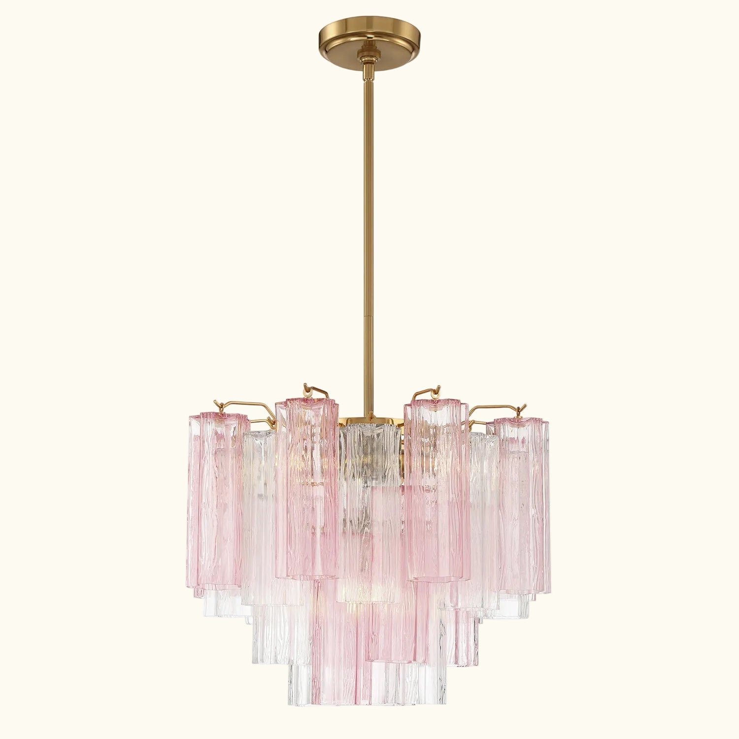 Addis Murano Glass Chandelier 17.8 inch in Brass with Spring glass