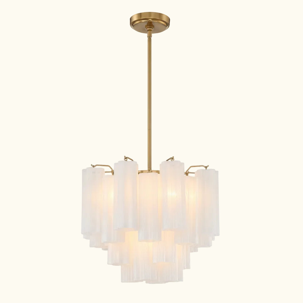 Addis Murano Glass Chandelier 17.8 inch in Brass with White glass alternate view 1
