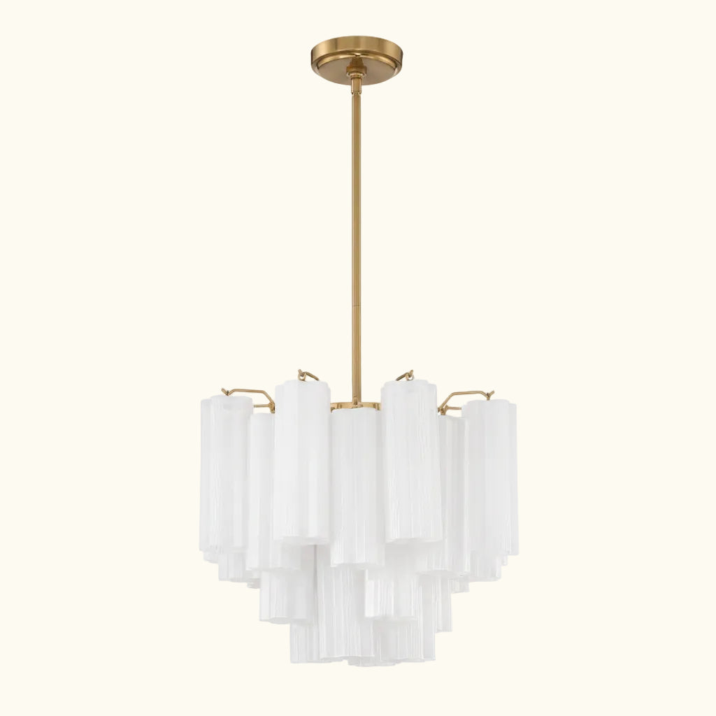 Addis Murano Glass Chandelier 17.8 inch in Brass with White glass
