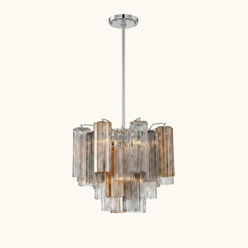 Addis Murano Glass Chandelier 17.8 inch in Chrome with Autumn glass alternate view 1