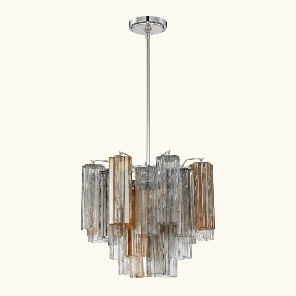 Addis Murano Glass Chandelier 17.8 inch in Chrome with Autumn glass