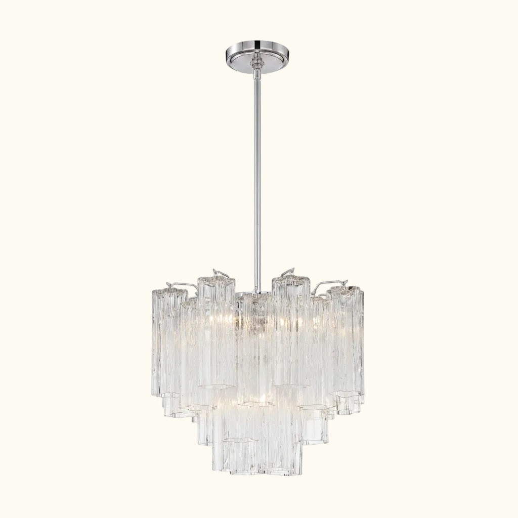 Addis Murano Glass Chandelier 17.8 inch in Chrome with Clear glass alternate view 1