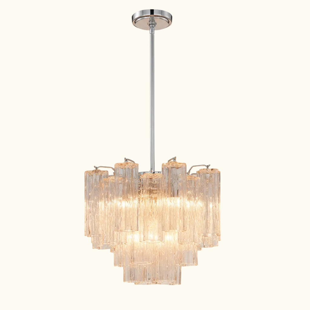 Addis Murano Glass Chandelier 17.8 inch in Chrome with Clear glass