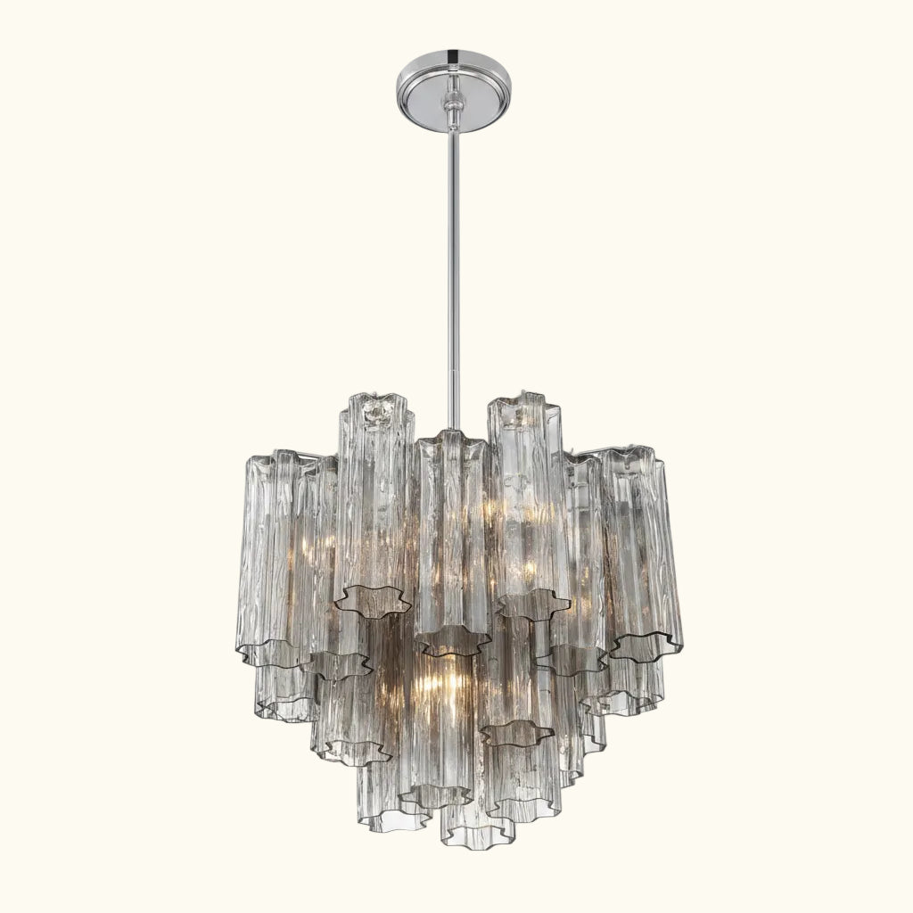 Addis Murano Glass Chandelier 17.8 inch in Chrome with Smoke glass alternate view 3