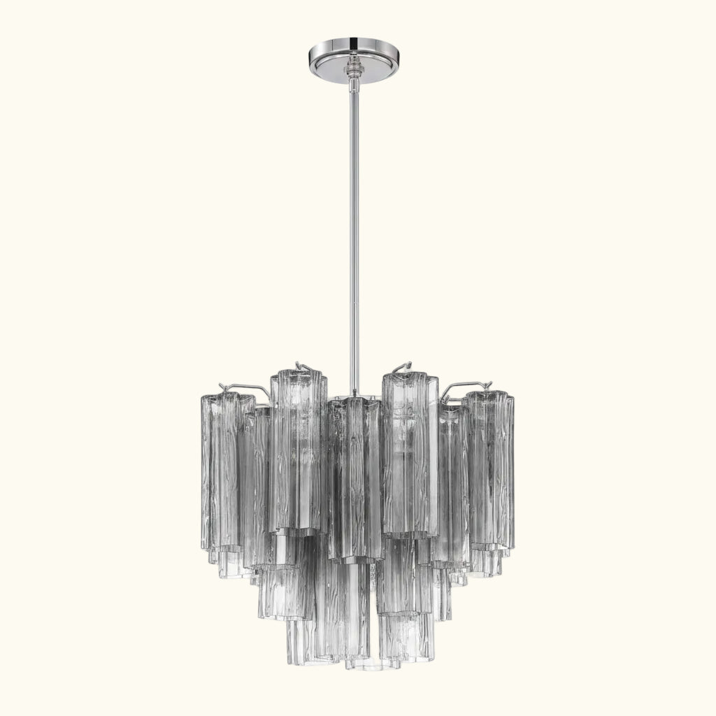 Addis Murano Glass Chandelier 17.8 inch in Chrome with Smoke glass