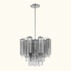 Addis Murano Glass Chandelier 17.8 inch in Chrome with Smoke glass