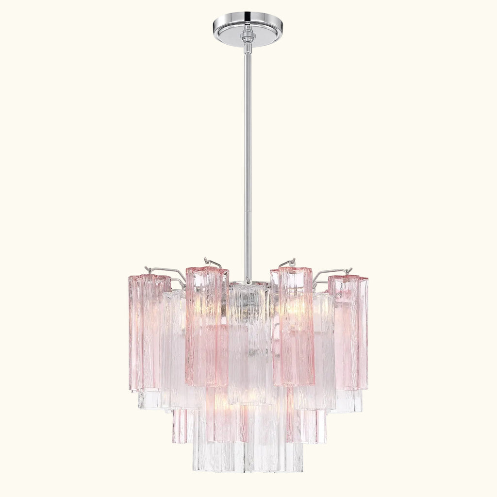 Addis Murano Glass Chandelier 17.8 inch in Chrome with Spring glass