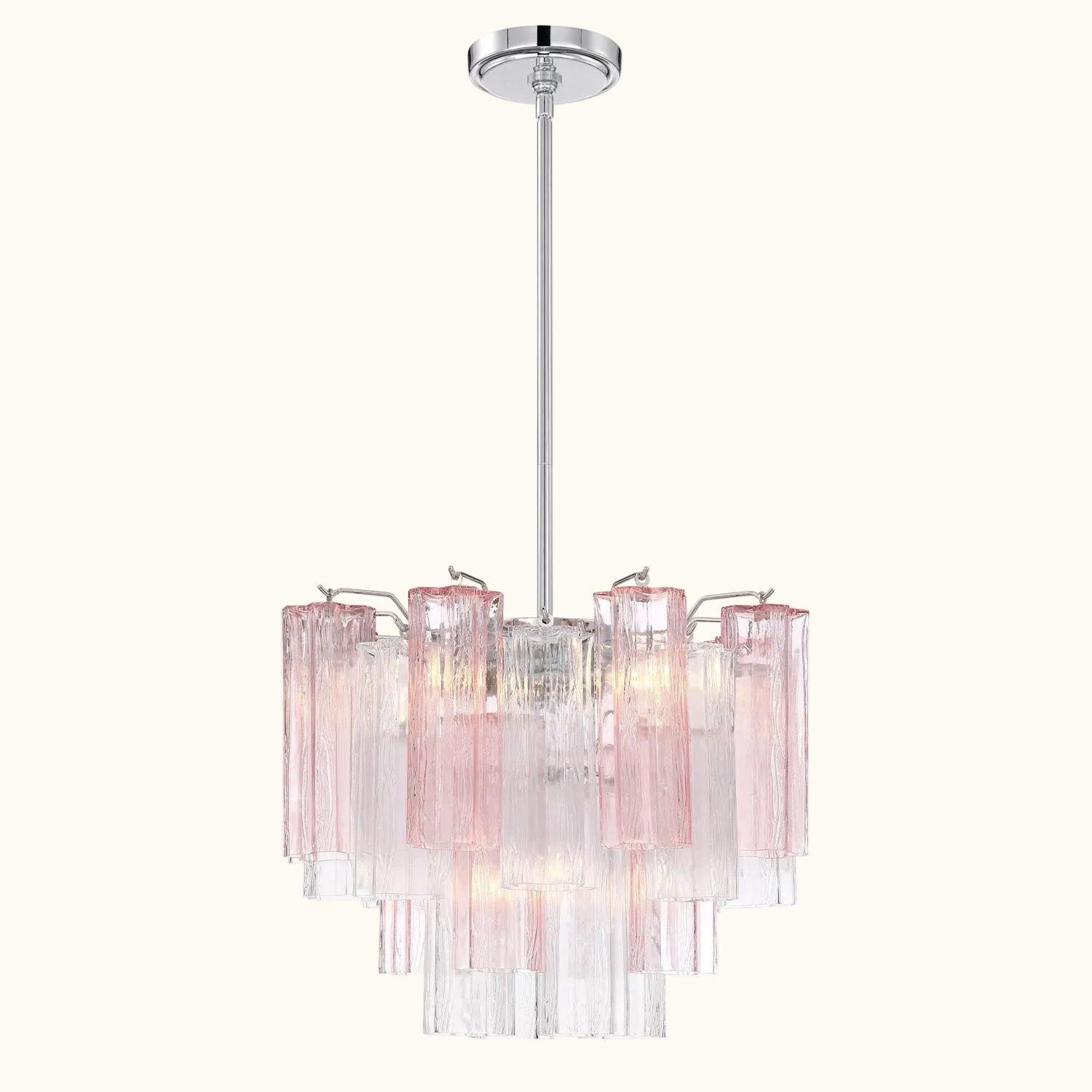 Addis Murano Glass Chandelier 17.8 inch in Chrome with Spring glass