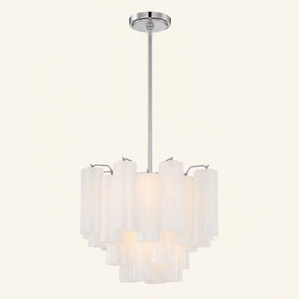 Addis Murano Glass Chandelier 17.8 inch in Chrome with White glass alternate view 1