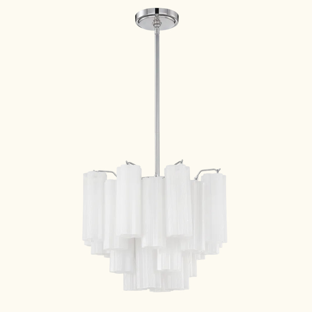 Addis Murano Glass Chandelier 17.8 inch in Chrome with White glass