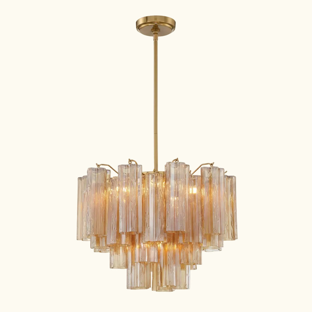 Addis Murano Glass Chandelier 19.8 inch in Brass with Amber glass