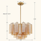 Addis Murano Glass Chandelier 19.8 inch in Brass with Amber glass specification image