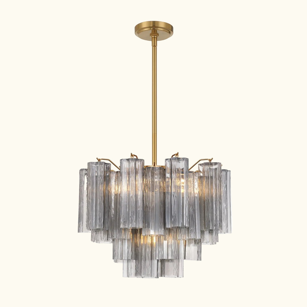 Addis Murano Glass Chandelier 19.8 inch in Brass with Smoke glass