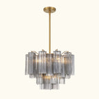 Addis Murano Glass Chandelier 19.8 inch in Brass with Smoke glass