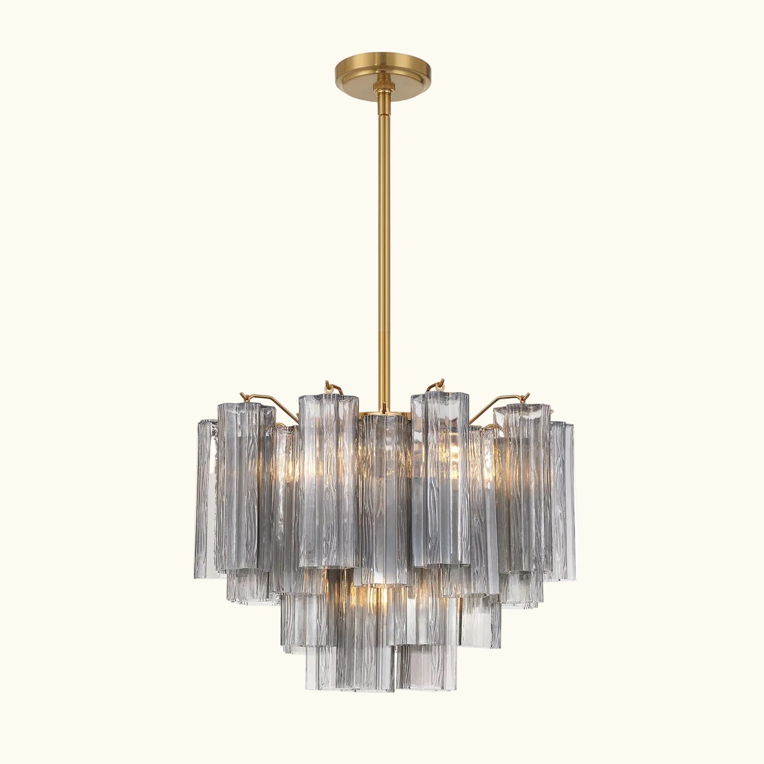 Addis Murano Glass Chandelier 19.8 inch in Brass with Smoke glass
