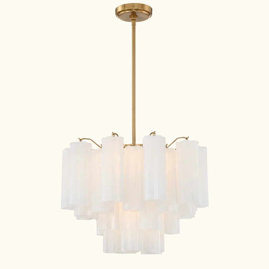 Addis Murano Glass Chandelier 19.8 inch in Brass with White glass alternate view 1