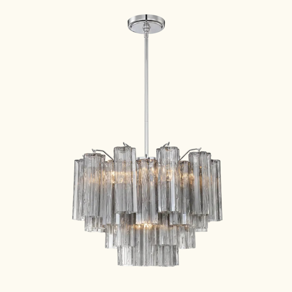 Addis Murano Glass Chandelier 19.8 inch in Chrome with Smoke glass alternate view 1