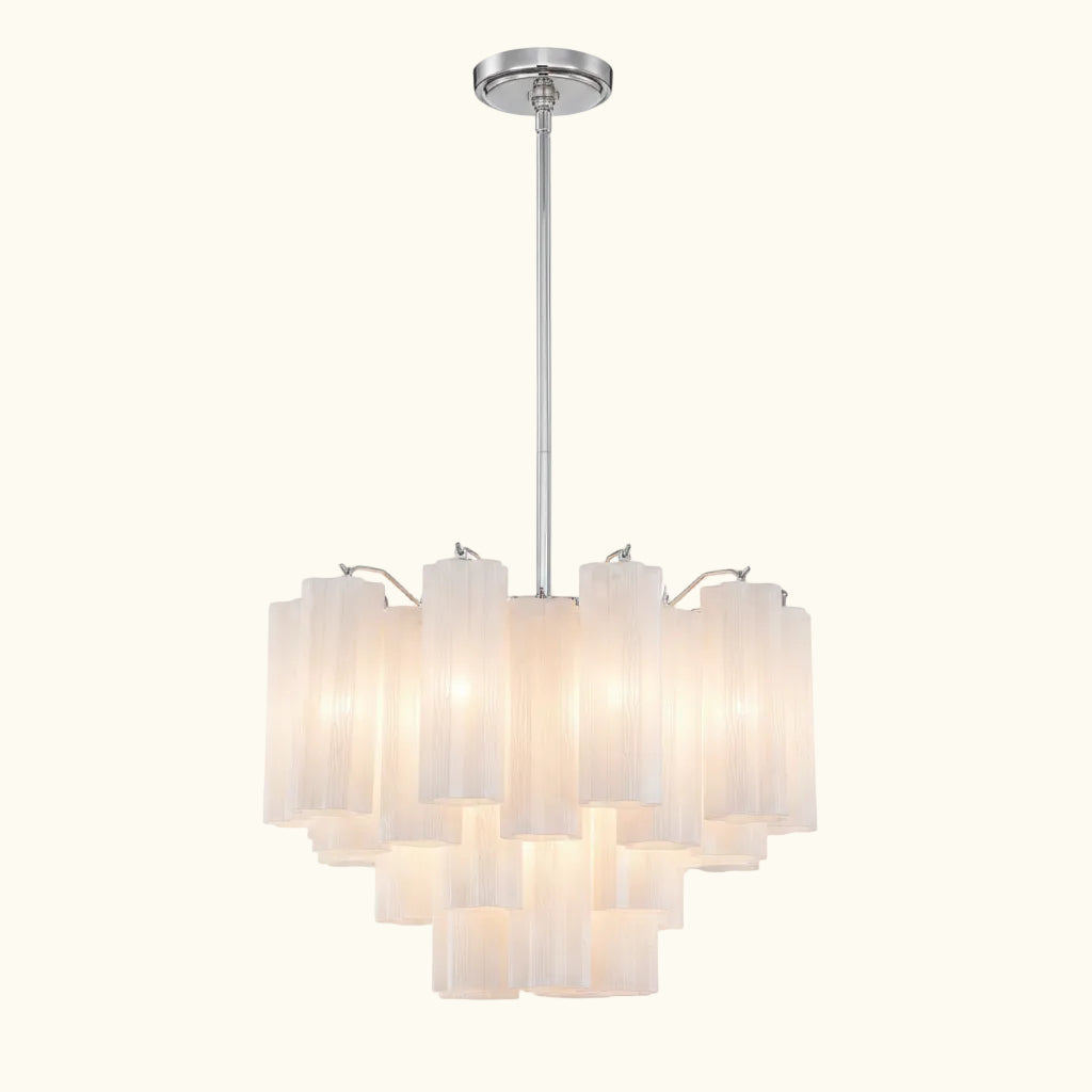 Addis Murano Glass Chandelier 19.8 inch in Chrome with White glass